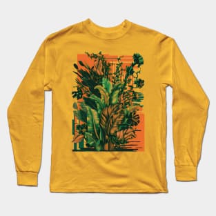 Plant pattern green and orange Long Sleeve T-Shirt